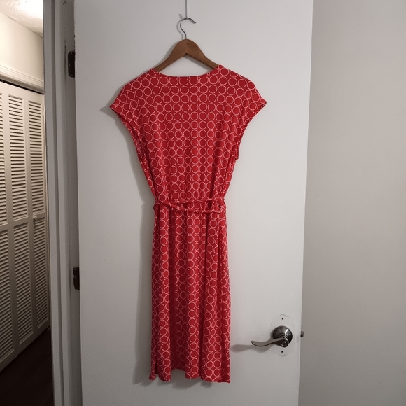 Banana Republic Women Orange Small Wrap Dress Geometric Print Knee Length - Picture 8 of 9